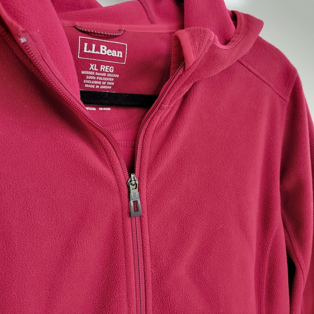 L.L. Bean Raspberry Full-Zip Hooded Fleece Jacket - Picture 4 of 6